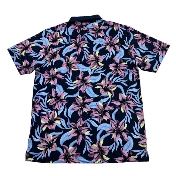 Bad Birdie Core Golf Polo Mens M, L, XL, SLIM FIT Violet Navy Floral NWT - Picture 6 of 7